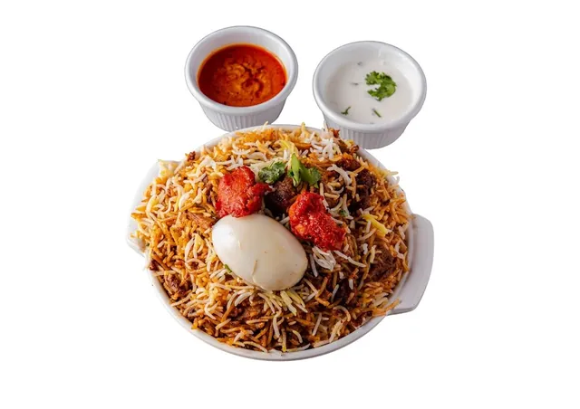 Hyderabadi mutton dum biryani with egg